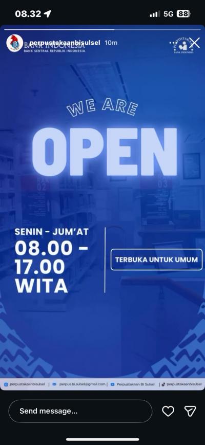 Informasi jam layanan perpustakaan edisi 20 April 2026