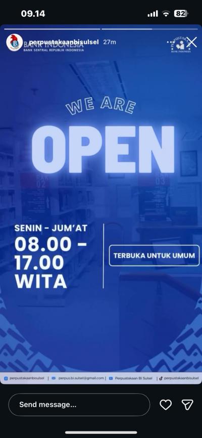 Informasi jam layanan perpustakaan edisi 22 April 2026