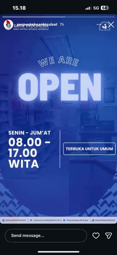 Informasi jam layanan perpustakaan edisi 27 April 2026