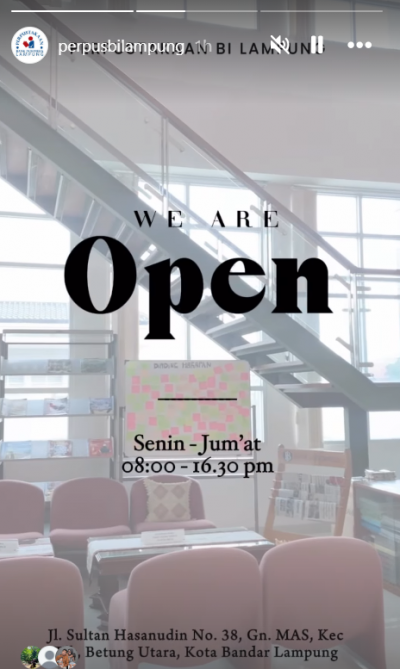 Update story instagram jam buka layanan perpustakaan 29 April 2026