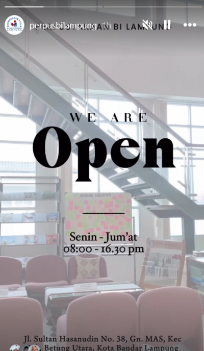 Update story instagram jam buka layanan perpustakaan 12 Mei 2026