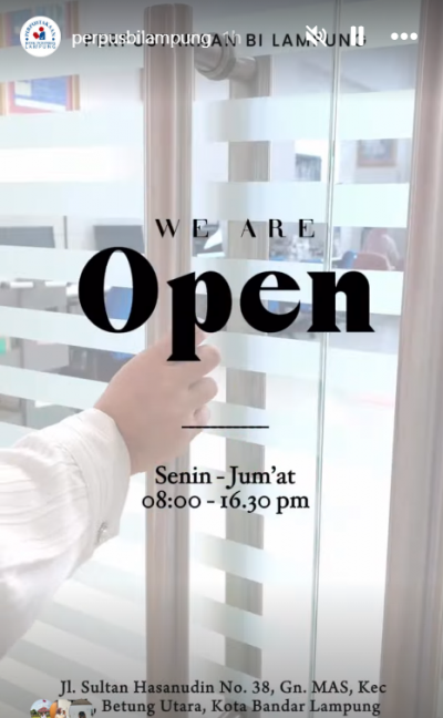 Update story instagram jam buka layanan perpustakaan 21 Mei 2026