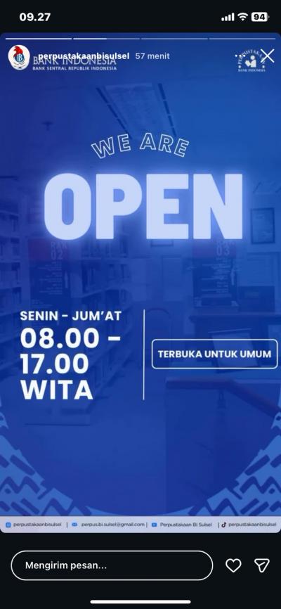 Informasi jam layanan perpustakaan edisi 21 Mei 2026