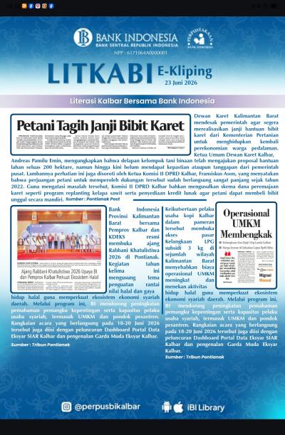 LITKABI (Literasi Kalbar Bersama BI) E-Kliping: 23 Juni 2026