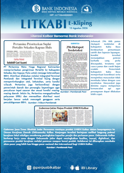 LITKABI (Literasi Kalbar Bersama BI) E-Kliping : 13 Agustus 2026