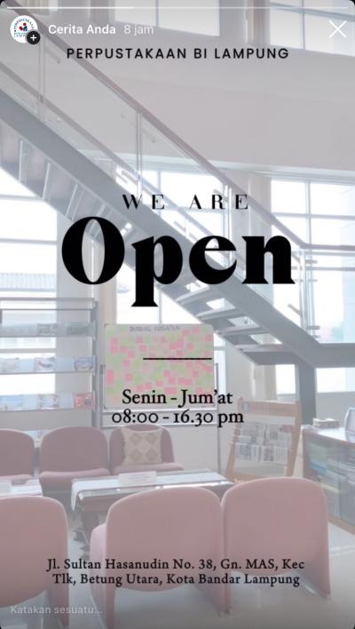 Update story instagram jam buka layanan perpustakaan 26 Agustus 2025