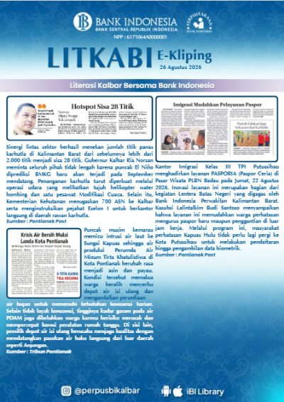 LITKABI (Literasi Kalbar Bersama BI) E-Kliping : 26 Agustus 2026