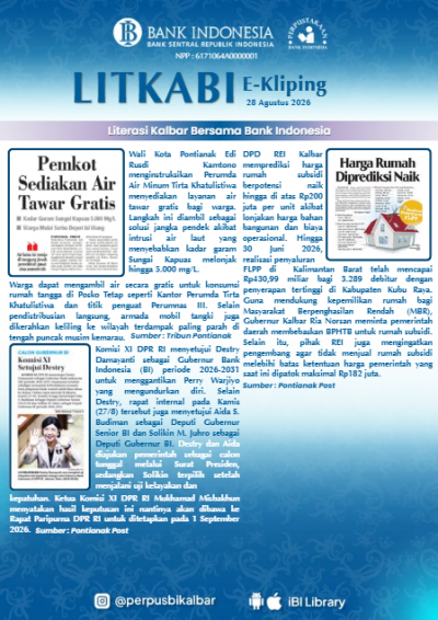 LITKABI (Literasi Kalbar Bersama BI) E-Kliping : 28 Agustus 2026