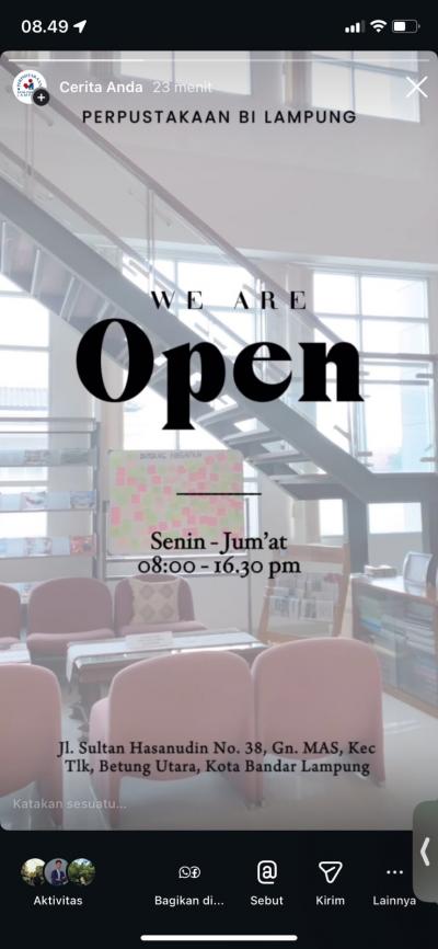 Update story instagram jam buka layanan perpustakaan 08 September 2026