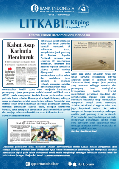 LITKABI (Literasi Kalbar Bersama BI) E-Kliping : 14 September 2026
