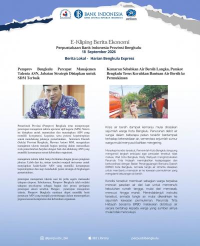 E-Kliping Berita Ekonomi (18 setember 2026)