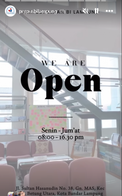 Update story instagram jam buka layanan perpustakaan 16 Agustus 2026