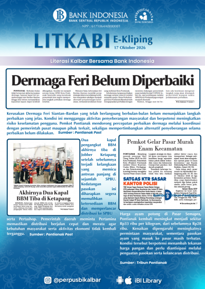 LITKABI (Literasi Kalbar Bersama BI) E-Kliping : 17 Oktober 2026