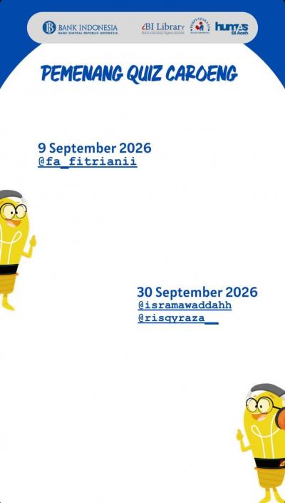 Pengumuman Pemenang Quiz CAROENG (Challenge librARy On wEdnesday morniNG) Periode Bulan September 2026