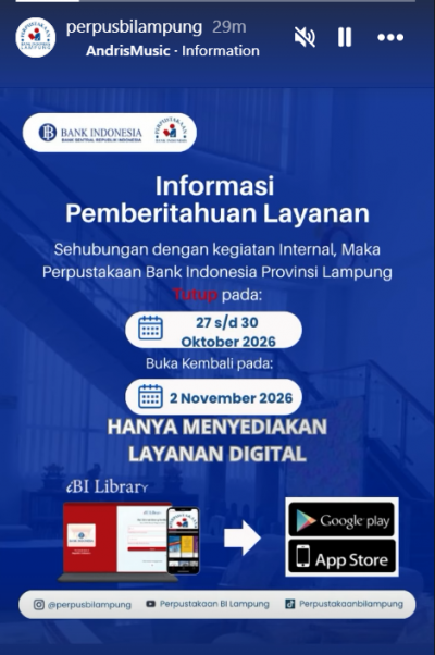 Update story instagram jam buka layanan perpustakaan 28 Oktober 2026